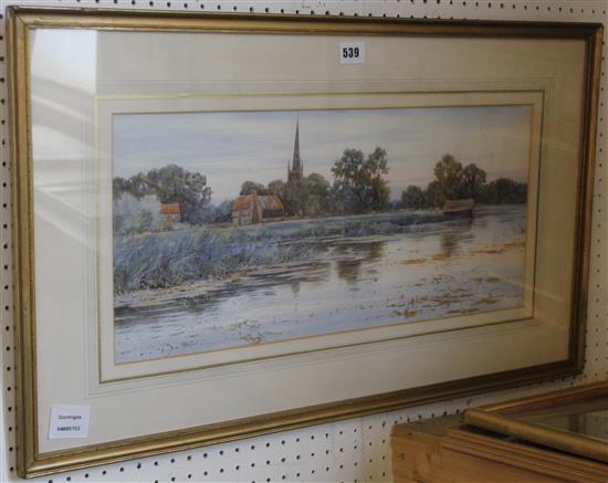 Robert Winter, watercolour, River landscape